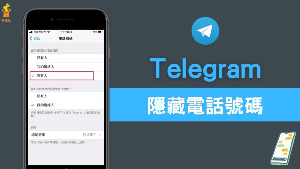 Telegram不让陌生人看号码